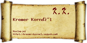 Kremer Kornél névjegykártya